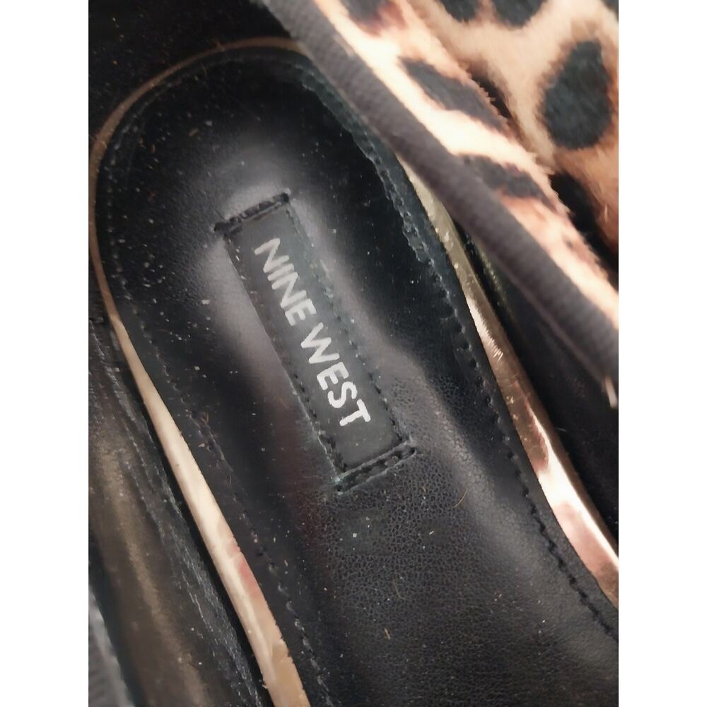 NINE WEST! BLACK, BROWN & TAN LEOPARD GENUINE LEATHER COWHIDE FLATS! SZ 9M - Picture 10 of 11